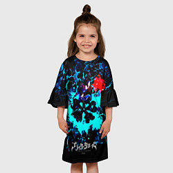 Платье клеш для девочки Аста - Чёрный Клевер, цвет: 3D-принт — фото 2