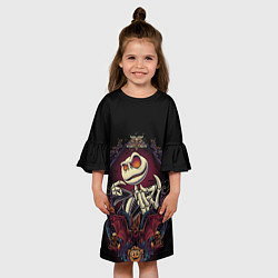 Платье клеш для девочки Скелет Хэллоуин, цвет: 3D-принт — фото 2