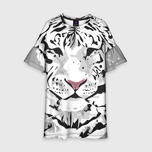 Детское платье Белый снежный тигр / 3D-принт – фото 1