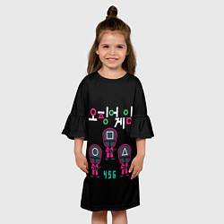 Платье клеш для девочки ИГРА В КАЛЬМАРА 456 SQUID GAME, цвет: 3D-принт — фото 2