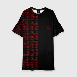 Платье клеш для девочки ВАЛЬКНУТ РУНИЧЕСКИЙ АЛФАВИТ, цвет: 3D-принт
