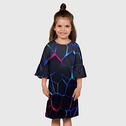 Платье клеш для девочки Неоновые 3D плиты Неоновые плиты, цвет: 3D-принт — фото 2