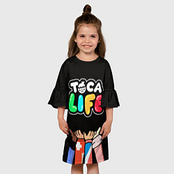Платье клеш для девочки Toca Life: Friends, цвет: 3D-принт — фото 2
