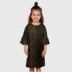 Платье клеш для девочки ЕГИПЕТСКИЕ ИЕРОГЛИФЫ ЗОЛОТОМ, цвет: 3D-принт — фото 2