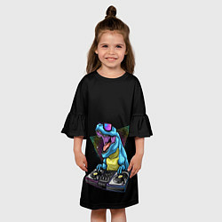 Платье клеш для девочки Динозавр ди-джей, цвет: 3D-принт — фото 2