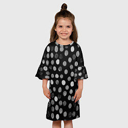 Платье клеш для девочки Кружочки на черном фоне, цвет: 3D-принт — фото 2
