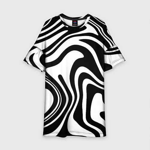 Детское платье Черно-белые полосы Black and white stripes / 3D-принт – фото 1