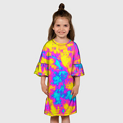 Платье клеш для девочки Яркая абстракция космических красок, цвет: 3D-принт — фото 2