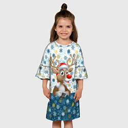 Платье клеш для девочки Весёлый Оленёнок, цвет: 3D-принт — фото 2