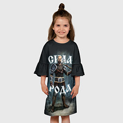 Платье клеш для девочки Сила Рода Славянский воин, цвет: 3D-принт — фото 2