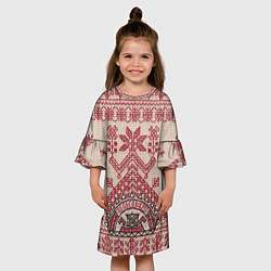 Платье клеш для девочки Славянская вышивка Узоры Руси, цвет: 3D-принт — фото 2