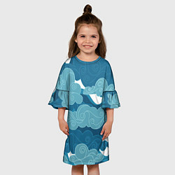 Платье клеш для девочки Облака Греции, цвет: 3D-принт — фото 2