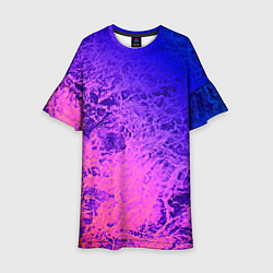 Платье клеш для девочки Абстрактный пурпурно-синий, цвет: 3D-принт