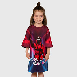 Платье клеш для девочки Игра в кальмара - выстрел, цвет: 3D-принт — фото 2