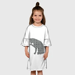 Платье клеш для девочки QR Кот Версия 2, цвет: 3D-принт — фото 2