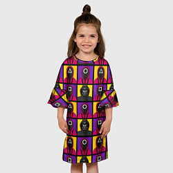 Платье клеш для девочки ИГРА В КАЛЬМАРА ОХРАНА ВЕДУЩИЙ, цвет: 3D-принт — фото 2