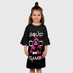 Платье клеш для девочки Squid game: guard-killer, цвет: 3D-принт — фото 2