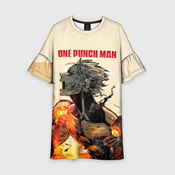 Платье клеш для девочки Разрушение Геноса One Punch-Man, цвет: 3D-принт
