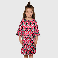 Платье клеш для девочки Следы от Лап с Сердечками, цвет: 3D-принт — фото 2