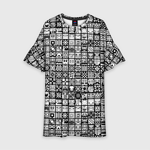 Детское платье Geometry Dash: BW Pattern / 3D-принт – фото 1