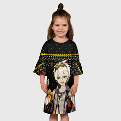 Платье клеш для девочки БЕННЕТ НОВОГОДНИЙ, цвет: 3D-принт — фото 2