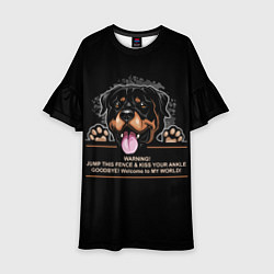 Платье клеш для девочки Собака Ротвейлер, цвет: 3D-принт