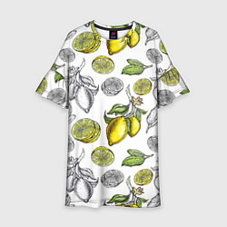 Платье клеш для девочки Лимонный паттерн, цвет: 3D-принт