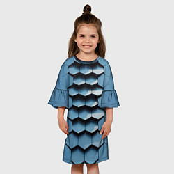 Платье клеш для девочки Соты узор авангард, цвет: 3D-принт — фото 2