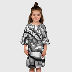 Платье клеш для девочки Геометрическая объёмная абстракция, цвет: 3D-принт — фото 2