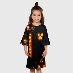 Платье клеш для девочки MINECRAFT ОГНЕННЫЙ КРИПЕР, цвет: 3D-принт — фото 2