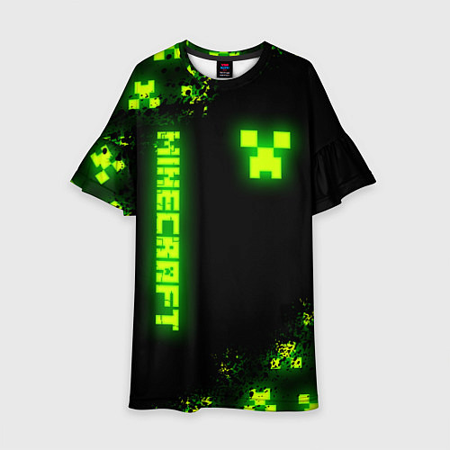 Детское платье MINECRAFT NEON LOGO CREEPER / 3D-принт – фото 1