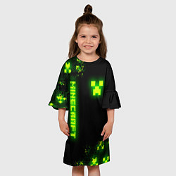 Платье клеш для девочки MINECRAFT NEON LOGO CREEPER, цвет: 3D-принт — фото 2