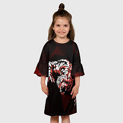 Платье клеш для девочки Злой тигр нападает, цвет: 3D-принт — фото 2