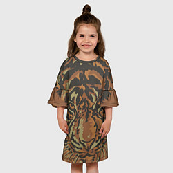 Платье клеш для девочки Морда тигра на весь экран, цвет: 3D-принт — фото 2