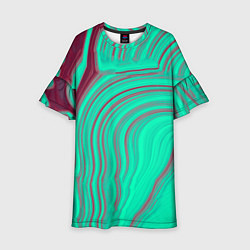 Платье клеш для девочки Зеленый прилив, цвет: 3D-принт