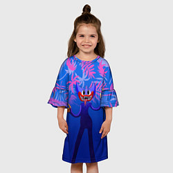 Платье клеш для девочки Poppy Playtime Тропические листья, цвет: 3D-принт — фото 2