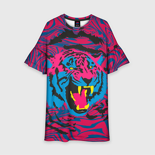 Детское платье Тигр красочный / 3D-принт – фото 1
