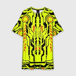 Платье клеш для девочки Cyberpunk 2077 YELLOW, цвет: 3D-принт