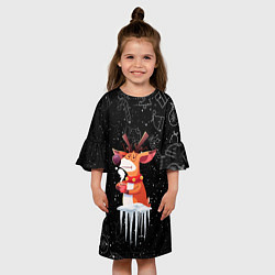 Платье клеш для девочки Новогодний Олень 2022, цвет: 3D-принт — фото 2