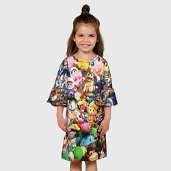 Платье клеш для девочки SUPER SMASH BROS ГЕРОИ ИГРЫ, цвет: 3D-принт — фото 2