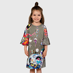 Платье клеш для девочки Takashi Murakami арт с языками, цвет: 3D-принт — фото 2