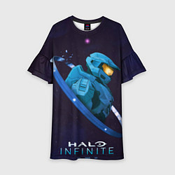 Платье клеш для девочки Halo Infinite Силуэт мастера Чифа, цвет: 3D-принт