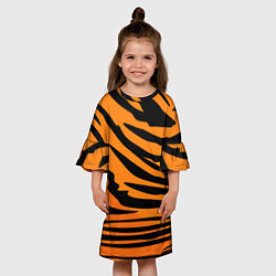 Платье клеш для девочки Шкура шерсть тигра, цвет: 3D-принт — фото 2