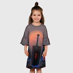 Платье клеш для девочки БЕРСЕРК МЕЧ С КЛЕЙМОМ, цвет: 3D-принт — фото 2