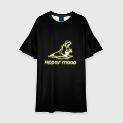 Платье клеш для девочки Hippos mood, цвет: 3D-принт