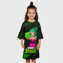 Платье клеш для девочки LOLA BRAWLSTARS dark green, цвет: 3D-принт — фото 2