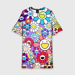 Платье клеш для девочки Цветы Takashi Murakami, цвет: 3D-принт