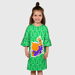 Платье клеш для девочки Новогодний тигра, цвет: 3D-принт — фото 2