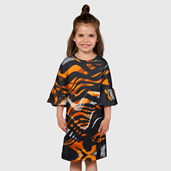 Платье клеш для девочки Окрас тигра, цвет: 3D-принт — фото 2
