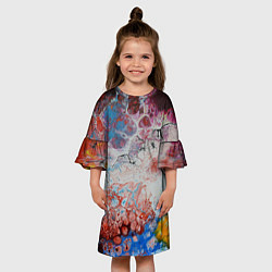 Платье клеш для девочки ЦветоТрэш, цвет: 3D-принт — фото 2